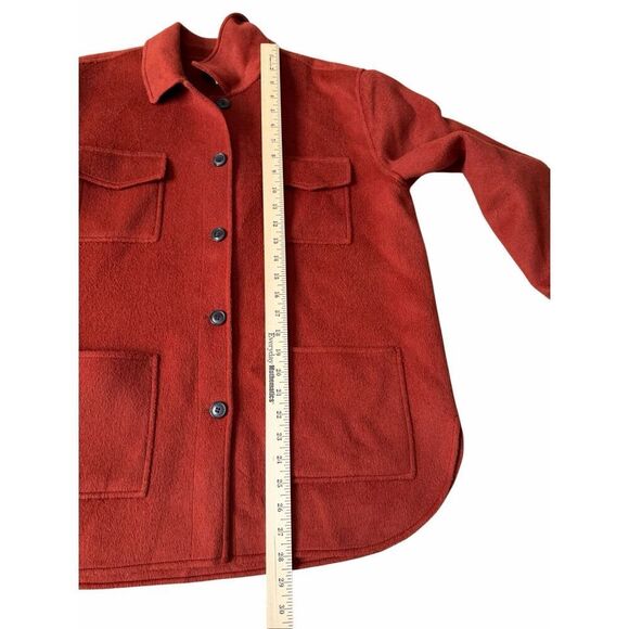 Garnet Hill Jacket Lightweight Wool Blend Shirt Button Front Brick Brown Red siz - Picture 5 of 9
